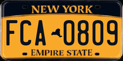 NY license plate FCA0809