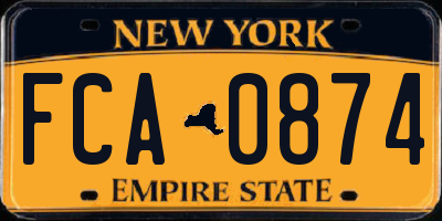 NY license plate FCA0874