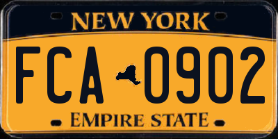 NY license plate FCA0902