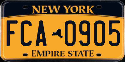 NY license plate FCA0905