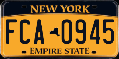 NY license plate FCA0945