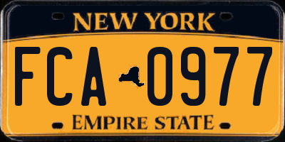 NY license plate FCA0977