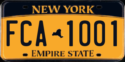 NY license plate FCA1001