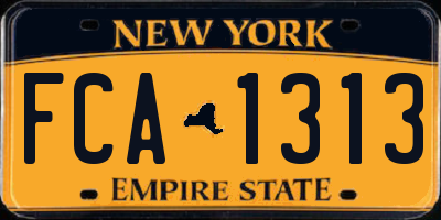 NY license plate FCA1313