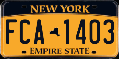 NY license plate FCA1403