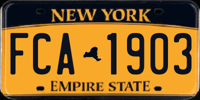 NY license plate FCA1903