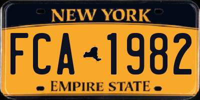 NY license plate FCA1982
