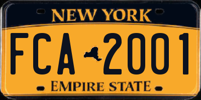 NY license plate FCA2001