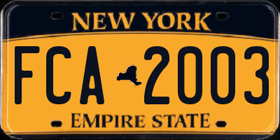 NY license plate FCA2003
