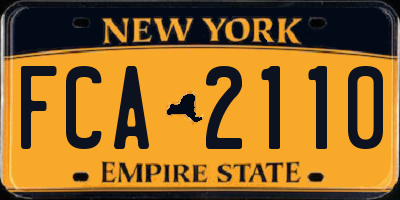 NY license plate FCA2110