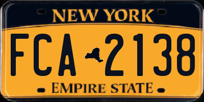 NY license plate FCA2138