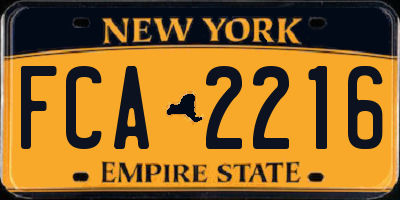 NY license plate FCA2216
