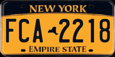 NY license plate FCA2218