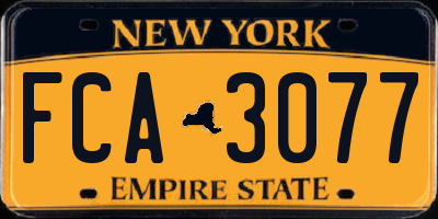 NY license plate FCA3077