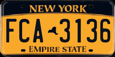NY license plate FCA3136