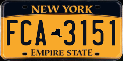 NY license plate FCA3151