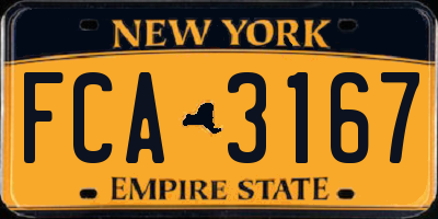 NY license plate FCA3167