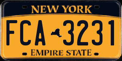 NY license plate FCA3231