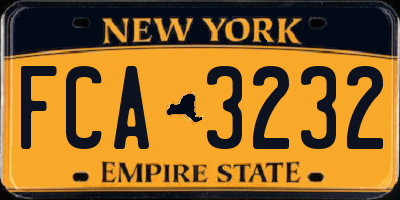NY license plate FCA3232