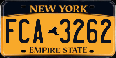 NY license plate FCA3262