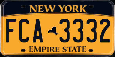 NY license plate FCA3332