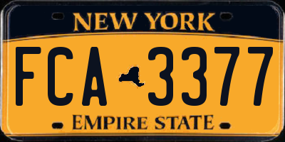 NY license plate FCA3377