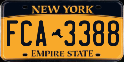 NY license plate FCA3388