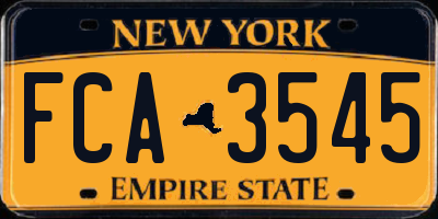 NY license plate FCA3545