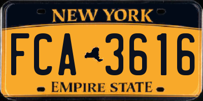 NY license plate FCA3616