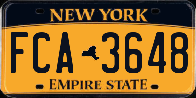 NY license plate FCA3648