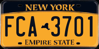 NY license plate FCA3701