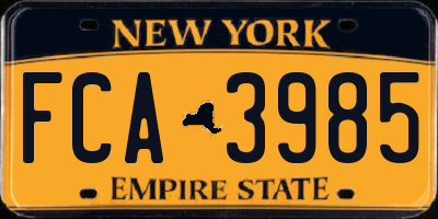 NY license plate FCA3985