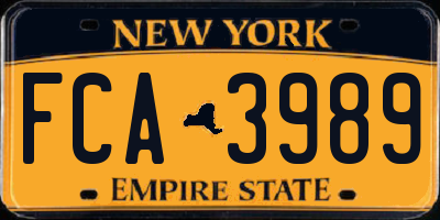 NY license plate FCA3989