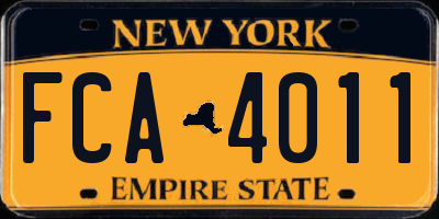 NY license plate FCA4011