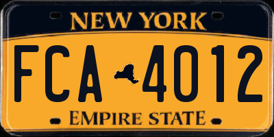 NY license plate FCA4012
