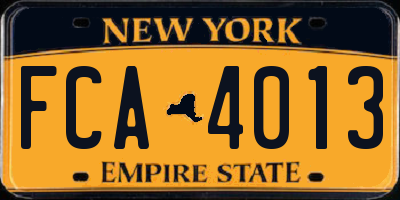 NY license plate FCA4013