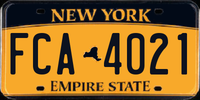 NY license plate FCA4021