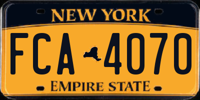 NY license plate FCA4070