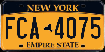 NY license plate FCA4075