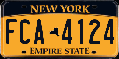 NY license plate FCA4124