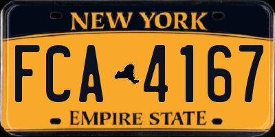 NY license plate FCA4167