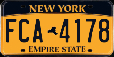 NY license plate FCA4178
