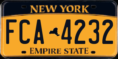 NY license plate FCA4232