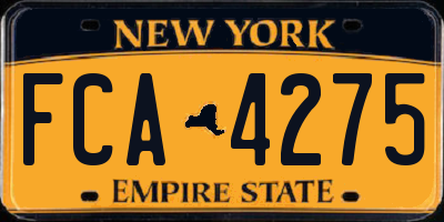 NY license plate FCA4275