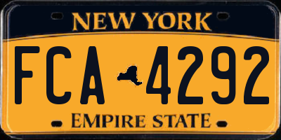 NY license plate FCA4292