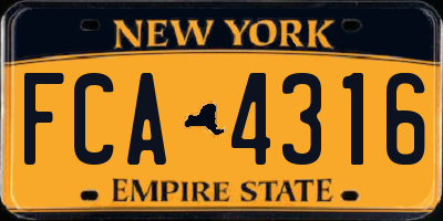 NY license plate FCA4316