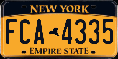 NY license plate FCA4335