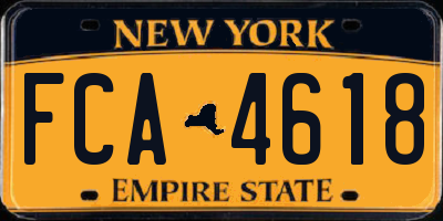 NY license plate FCA4618