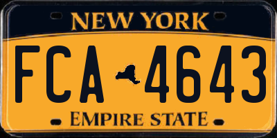 NY license plate FCA4643