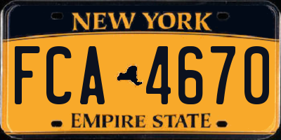 NY license plate FCA4670